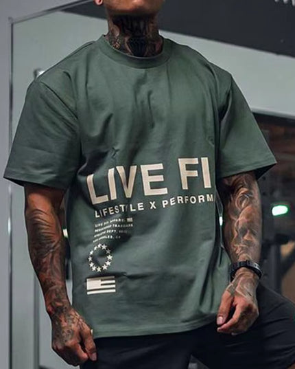 Men'S Gym Summer Casual T-Shirt Fitness Running Short Sleeve Tee Tops Fashion Hip-Hop Oversized Shirt Male Sweatshirt Clothing