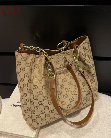 New Women Bag Shoulder Bag Handbag Sac a Main Casual Foreign Style Plaid Women'S Bag Large Capacity Tote Bags