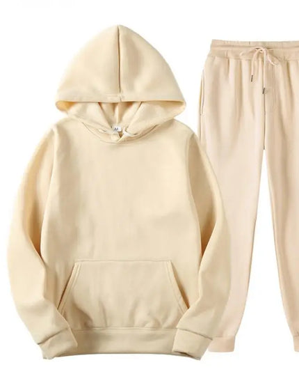 New Men Set Spring Autumn Fashion Mens Tracksuit Cotton Comfortable Two Piece Casual Sportswear Set Male Hoodies + Pants Solid