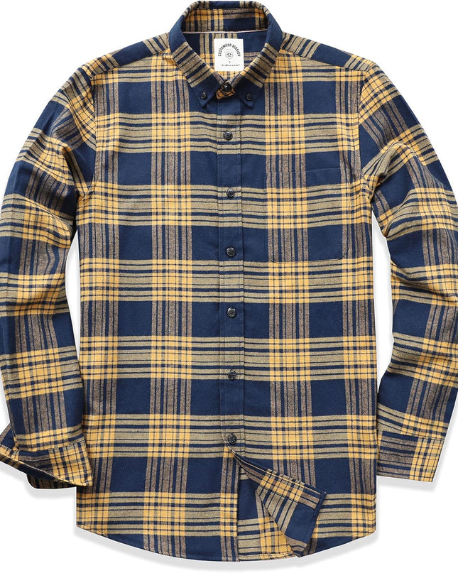 ® Flannel Shirt for Men Casual Button down Work Soft All Cotton Lightweight Flannel Mens Plaid Shirts Long Sleeve