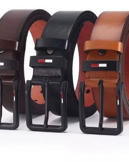 Men'S PU Leather Alloy Pin Square Buckle Belt Businessleisure Belts 2023 Fashion Black Coffee Brown Waistbelts for Men