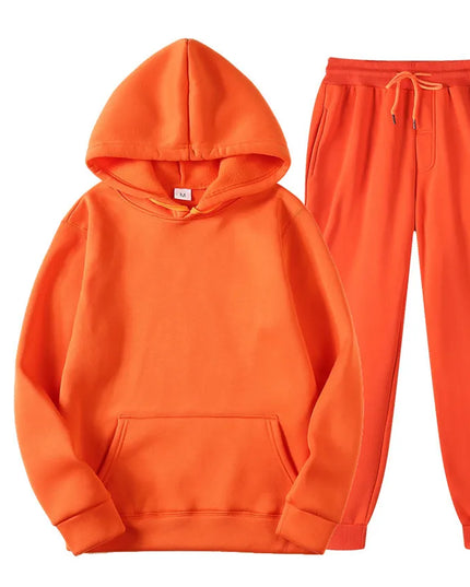 New Men Set Spring Autumn Fashion Mens Tracksuit Cotton Comfortable Two Piece Casual Sportswear Set Male Hoodies + Pants Solid