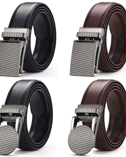Men'S Ratchet Click Belt Genuine Leather Dress Belt for Men Jeans Holeless Automatic Sliding Buckle Black Brown Belts Cin