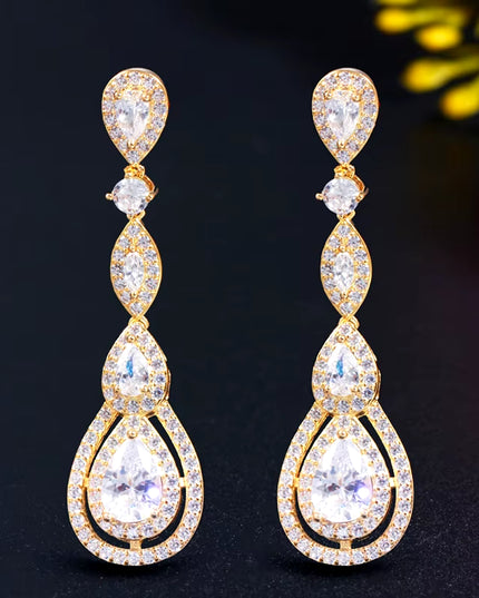 Pera Delicate Shiny White Cubic Zirconia Silver Color Long Water Drop Dangle Earrings for Ladies Costume Prom Party Jewelry E613