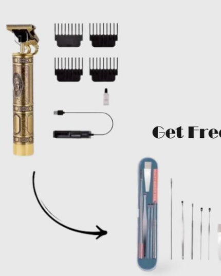 Men's Hair Trimmer & Shaver with Ear Cleaning Spoon Set
