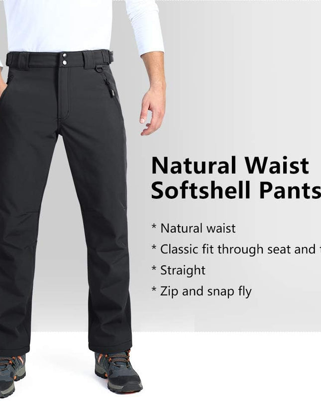 Men'S Lite Waterproof Windproof Fleece Lined Warm Hiking Ski Snow Pants Expandable-Waist