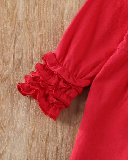 Toddler Baby Girl Valentine'S Day Outfits Ruffle Tunic Top Dress Shirt Love Heart Print Leggings Pants Clothes Set (Red Letters, 12-18 Months)