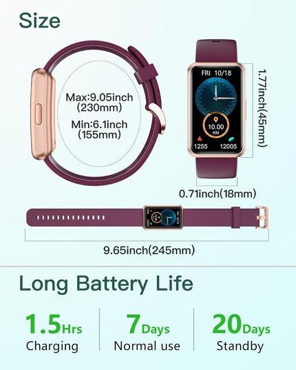 Fitness Tracker No Bluetooth No APP No Phone Needed, Fitness Watch for Men Women Parents IP68 Waterproof with Full Touch Screen Steps Calories Counter Sleep Tracker Alarm Clocks (Purple)