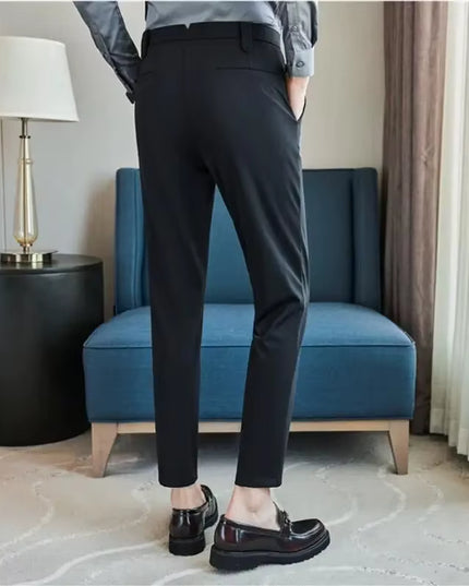 Mens Dress Pants Trousers 2024 Summer New Thin Breathable Solid Casual High Elastic Slim Fit Suit Pants Streetwear Men Clothing