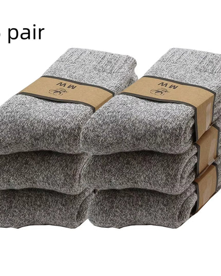 Winter Men'S Merino Wool Socks Super Thick Warm High Quality Harajuku Retro Snow Casual Antifreeze Cashmere Socks Men 3 Pair
