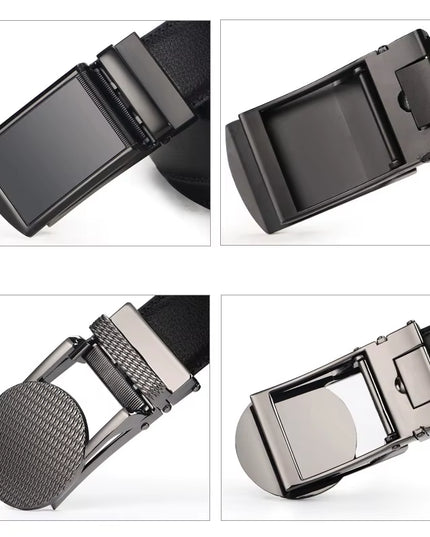 Men'S Ratchet Click Belt Genuine Leather Dress Belt for Men Jeans Holeless Automatic Sliding Buckle Black Brown Belts Cin