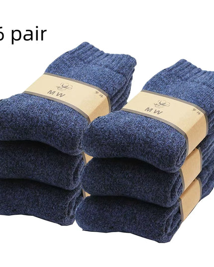 Winter Men'S Merino Wool Socks Super Thick Warm High Quality Harajuku Retro Snow Casual Antifreeze Cashmere Socks Men 3 Pair