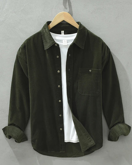 New Italy Quality Corduroy Cotton Shirt Men Brand Trend Thickness Long Sleeve Comfortable Tops Clothing Chemise Homme Drop-Ship