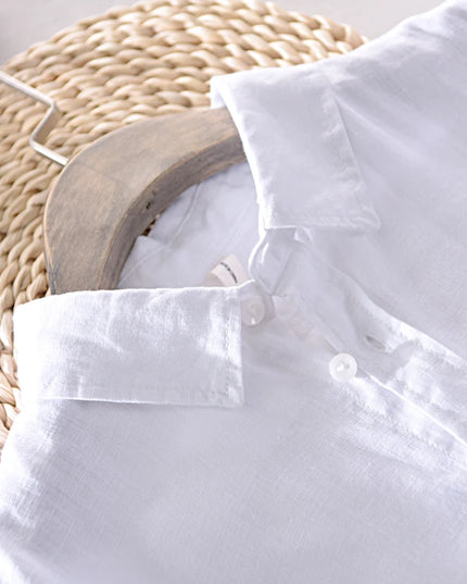 New Designer Italy Style 100% Linen Long-Sleeved Shirt Men Brand Casual 5 Colors Solid White Shirts for Men Top Camisa Chemise