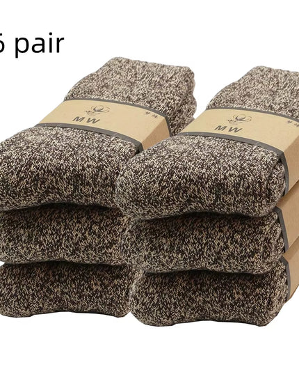 Winter Men'S Merino Wool Socks Super Thick Warm High Quality Harajuku Retro Snow Casual Antifreeze Cashmere Socks Men 3 Pair