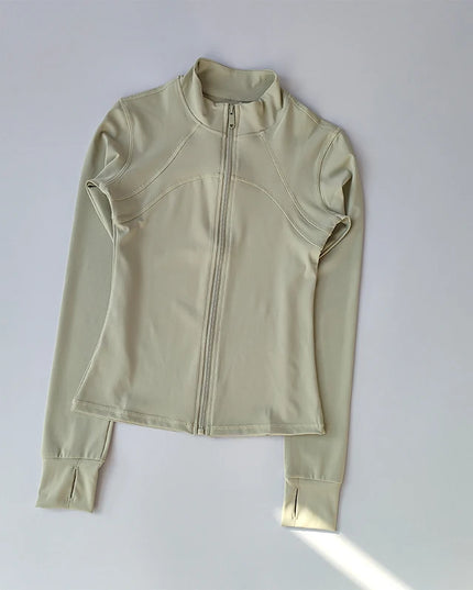 Yoga Suit Women'S High-End Standing Collar Long Sleeved Sports Jacket Running Training Fitness Top Windproof Running Suit