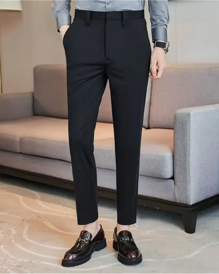 Mens Dress Pants Trousers 2024 Summer New Thin Breathable Solid Casual High Elastic Slim Fit Suit Pants Streetwear Men Clothing