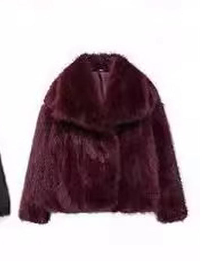 Winter Plush Coat Fashion Thicken Lapel Outwear Casual Long Sleeve Tops Womens Clothing
