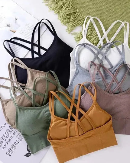 Sexy Women Tops Back Cross Strap Tank Top Push up Running Sports Bra Breathable Soft Fitness Beauty Solid Color Yoga Bra
