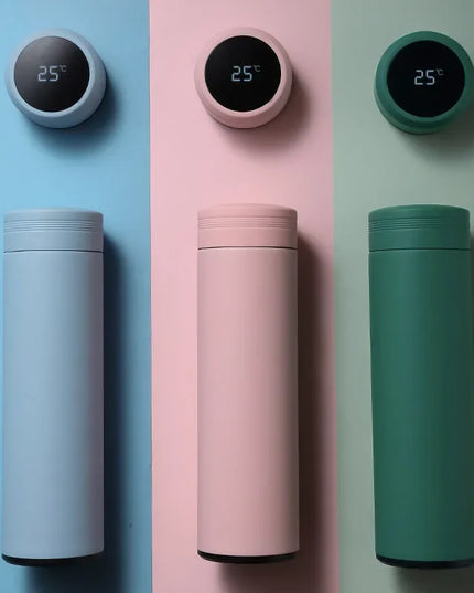 500ml Stainless Steel Vacuum Thermal Water Bottle with Digital Temperature Display - Leakproof Frosted Thermos for Coffee and Milk