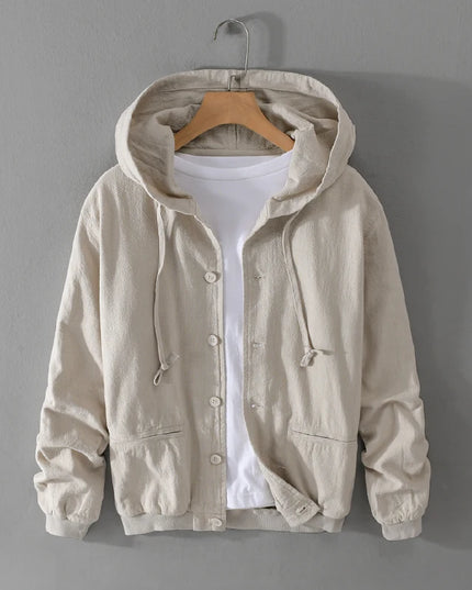 New Designer Italy Quality Linen Hooded Jacket for Men Casual Trend Spring Autumn Outerwear Blazer Top Clothes Chaquetas Jaqueta