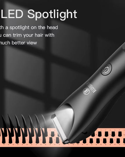 Men's Professional Groin Hair Trimmer and Body Grooming Clipper - Rechargeable Ceramic Shaver and Bikini Epilator