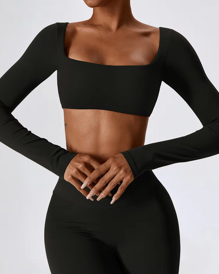 Sexy Yoga Shirts Crop Top Long Sleeves Shirts for Women Yoga Sports Fitness Gym Clothes Workout Tops Sports Shirts