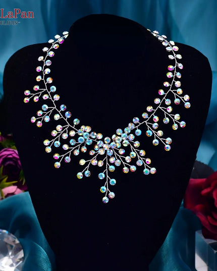 TOPQUEEN Elegant Crystal Woman Necklace Bridal Clavicle Chain Choker Wedding Party Diamante Brides Jewelry Anniversary Gift HN01