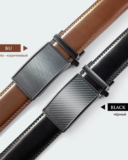 Mens Leather Belt Automatic Genuine Leather Belts Belt Male Leisure Fashion Ratchet Belts for Men Pants Waistband Ремень