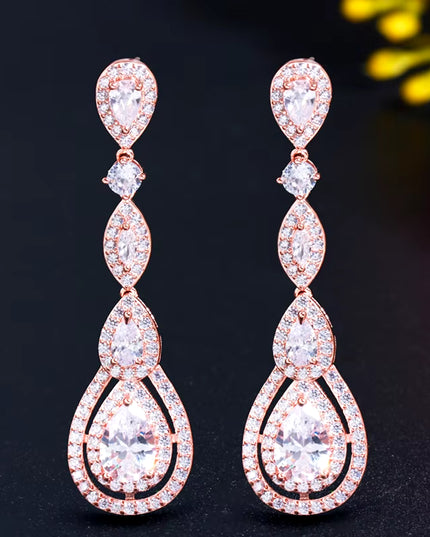 Pera Delicate Shiny White Cubic Zirconia Silver Color Long Water Drop Dangle Earrings for Ladies Costume Prom Party Jewelry E613