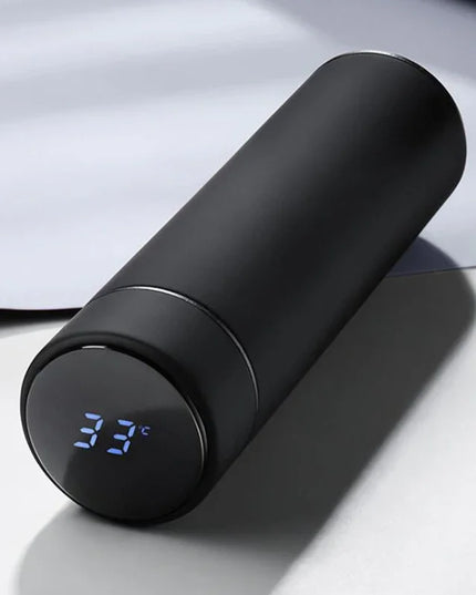 500ml Stainless Steel Vacuum Thermal Water Bottle with Digital Temperature Display - Leakproof Frosted Thermos for Coffee and Milk