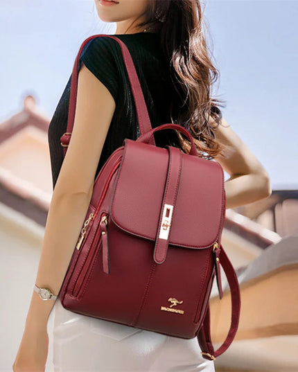 Luxury Women Leather Backpacks for Girls Sac a Dos Casual Daypack Black Vintage Backpack School Bags for Girls Mochila Rucksack