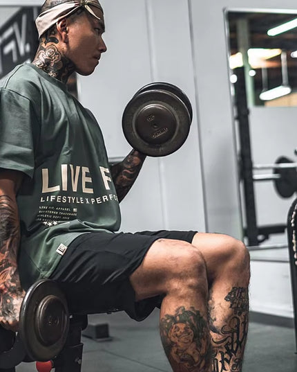 Men'S Gym Summer Casual T-Shirt Fitness Running Short Sleeve Tee Tops Fashion Hip-Hop Oversized Shirt Male Sweatshirt Clothing