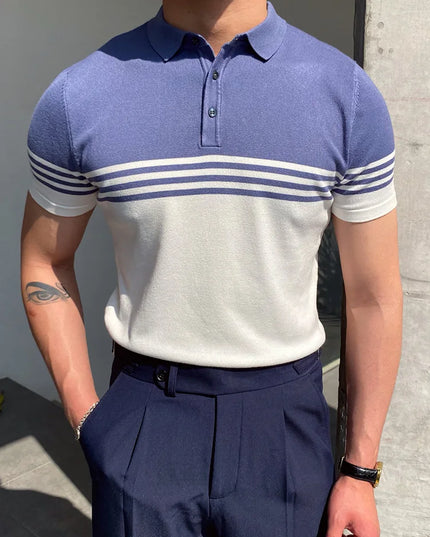 Summer Men Fashion Polo Shirts Short Sleeve Turn-Down Collar Patchwork Casual Polos Mens Clothing Male Tops Pullover Streetwear