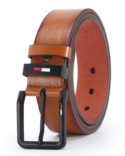 Men'S PU Leather Alloy Pin Square Buckle Belt Businessleisure Belts 2023 Fashion Black Coffee Brown Waistbelts for Men