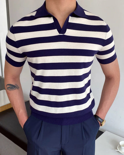 Summer Men Fashion Polo Shirts Short Sleeve Turn-Down Collar Patchwork Casual Polos Mens Clothing Male Tops Pullover Streetwear