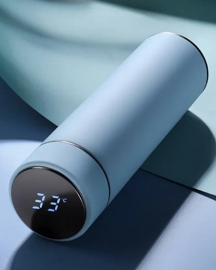 500ml Stainless Steel Vacuum Thermal Water Bottle with Digital Temperature Display - Leakproof Frosted Thermos for Coffee and Milk