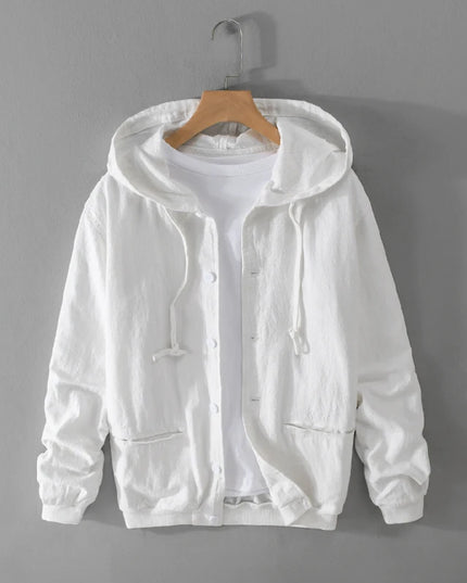 New Designer Italy Quality Linen Hooded Jacket for Men Casual Trend Spring Autumn Outerwear Blazer Top Clothes Chaquetas Jaqueta
