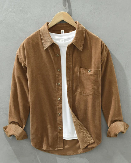 New Italy Quality Corduroy Cotton Shirt Men Brand Trend Thickness Long Sleeve Comfortable Tops Clothing Chemise Homme Drop-Ship