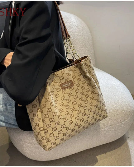 New Women Bag Shoulder Bag Handbag Sac a Main Casual Foreign Style Plaid Women'S Bag Large Capacity Tote Bags