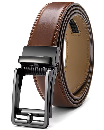 Mens Leather Belt Automatic Genuine Leather Belts Belt Male Leisure Fashion Ratchet Belts for Men Pants Waistband Ремень