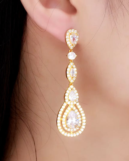 Pera Delicate Shiny White Cubic Zirconia Silver Color Long Water Drop Dangle Earrings for Ladies Costume Prom Party Jewelry E613