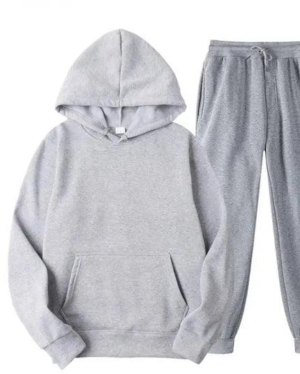 New Men Set Spring Autumn Fashion Mens Tracksuit Cotton Comfortable Two Piece Casual Sportswear Set Male Hoodies + Pants Solid