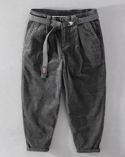 Designer New Thick Corduroy Cotton Pants Men Brand Trend Retro Stright with Belt Trousers 29-36 Pantalones Hombre Drop Shipping