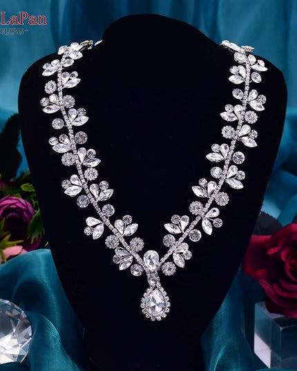 TOPQUEEN Elegant Crystal Woman Necklace Bridal Clavicle Chain Choker Wedding Party Diamante Brides Jewelry Anniversary Gift HN01