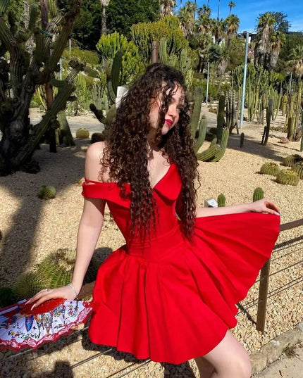 Summer Elegant and Pretty Women'S Dresses Mini off the Shoulder Party Dress Lovely a Line Birthday Dress for Women