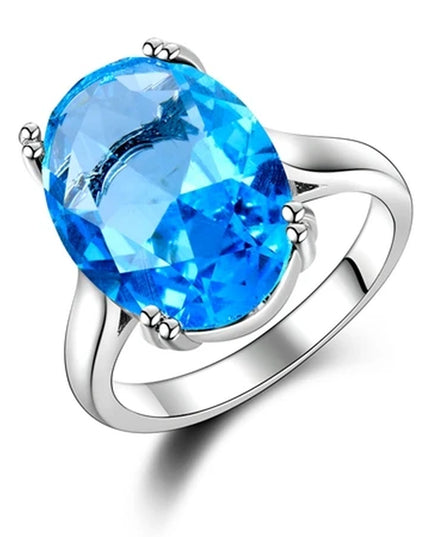 Fashion Women'S Jewelry S925 Silver Ring Mystic Fire Rainbow Topaz Rings Promotion Elegant Wedding Jewelry Anillos Party Gift