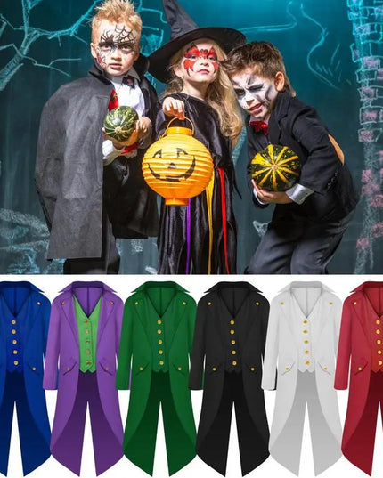 Joker Costume for Men Pirate Jacket Men Steampunk Coat Tailcoat Lightweight for Halloween Photos Vampires Boys Aged 6-14 Kids