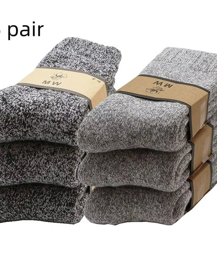 Winter Men'S Merino Wool Socks Super Thick Warm High Quality Harajuku Retro Snow Casual Antifreeze Cashmere Socks Men 3 Pair