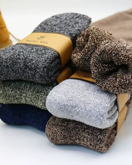 Winter Men'S Merino Wool Socks Super Thick Warm High Quality Harajuku Retro Snow Casual Antifreeze Cashmere Socks Men 3 Pair